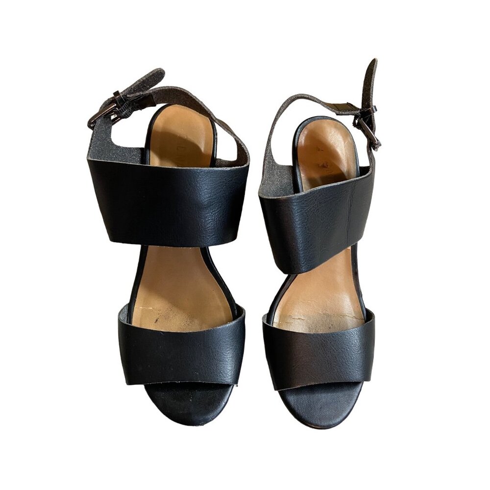 Old Navy Womens Wedge Sandals Size 7 Black Ankle Strap Goth